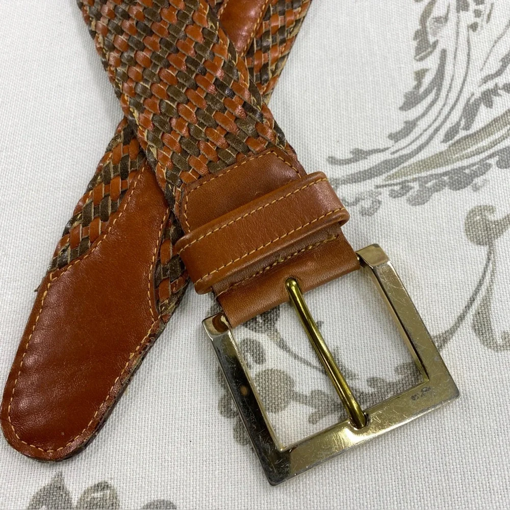 vintage STEERHIDE western‎  laced brown leather belt COWBOY rodeo